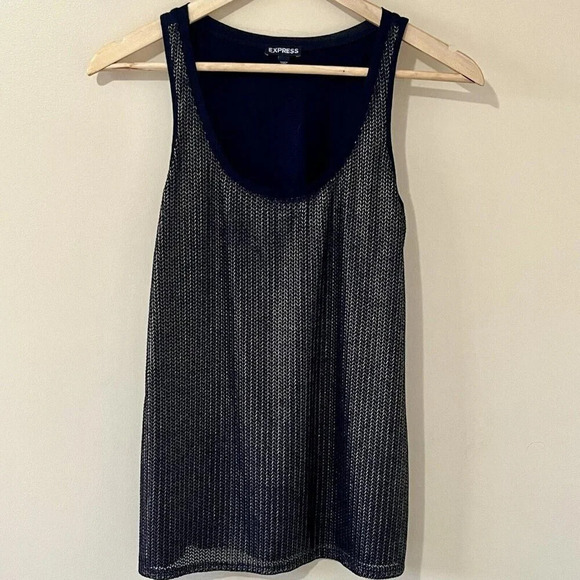 Express Tops - EXPRESS| Black & Gold Chain Metal Style Embellished Tank Top Size US XS